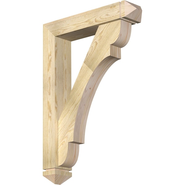 Ekena Millwork Olympic Arts and Crafts Rough Sawn Bracket w/ Offset Brace, Douglas Fir, 6"W x 28"D x 40"H BKT0604X28X40OLY03RDF - main